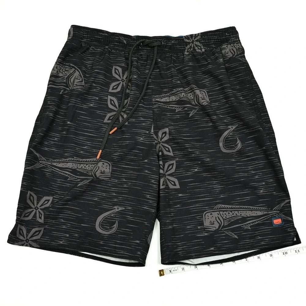 Cova Swimming Fish AOP Men's Swim Trunks‎ Medium Drawstring Closure Beach Resort